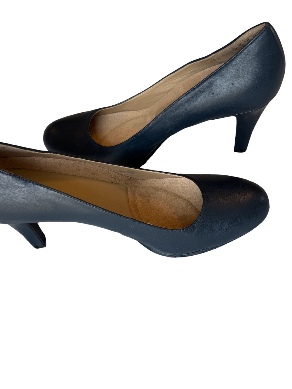 Naturalizer Classic Navy Round-Toe Women’s Pumps Size 12W Leather 3.5” - Picture 2 of 8